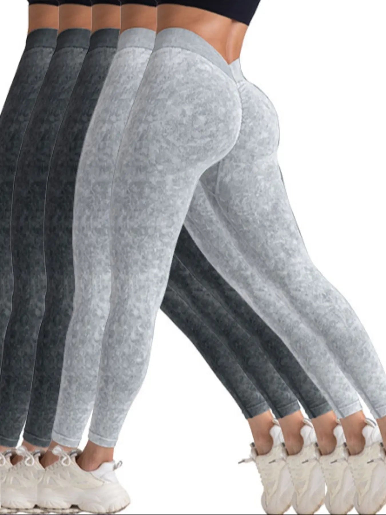 5-Pack V-Back Scrunch Butt Seamless High-Waist Leggings