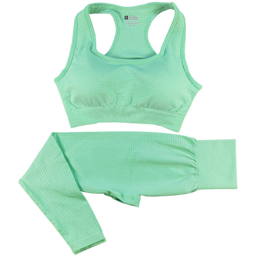 2PCS Seamless Yoga Set – High Waist Leggings & Crop Top Gym Suit