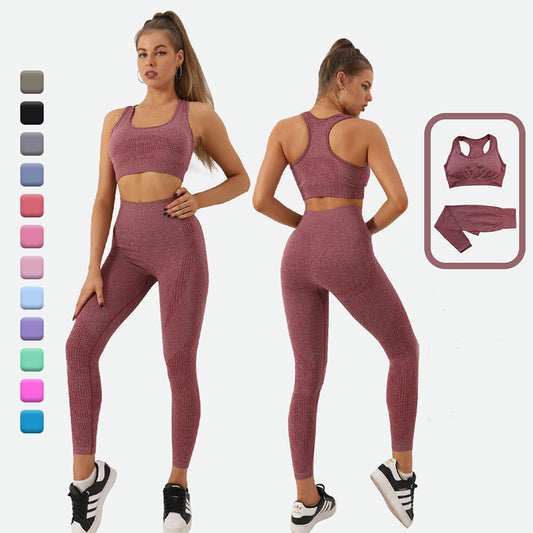 2PCS Seamless Yoga Set – High Waist Leggings & Crop Top Gym Suit