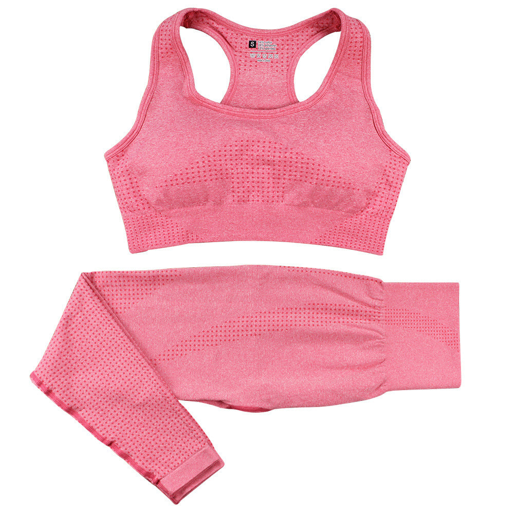 2PCS Seamless Yoga Set – High Waist Leggings & Crop Top Gym Suit