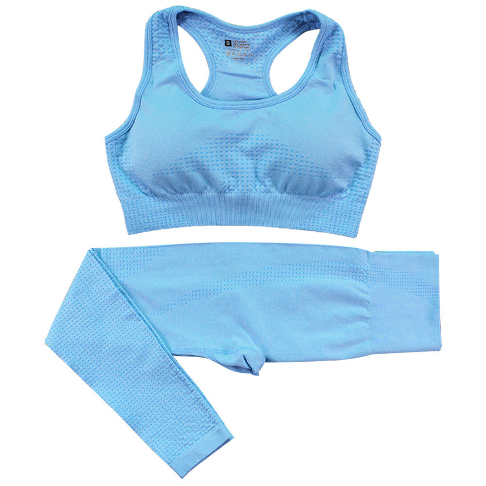 2PCS Seamless Yoga Set – High Waist Leggings & Crop Top Gym Suit