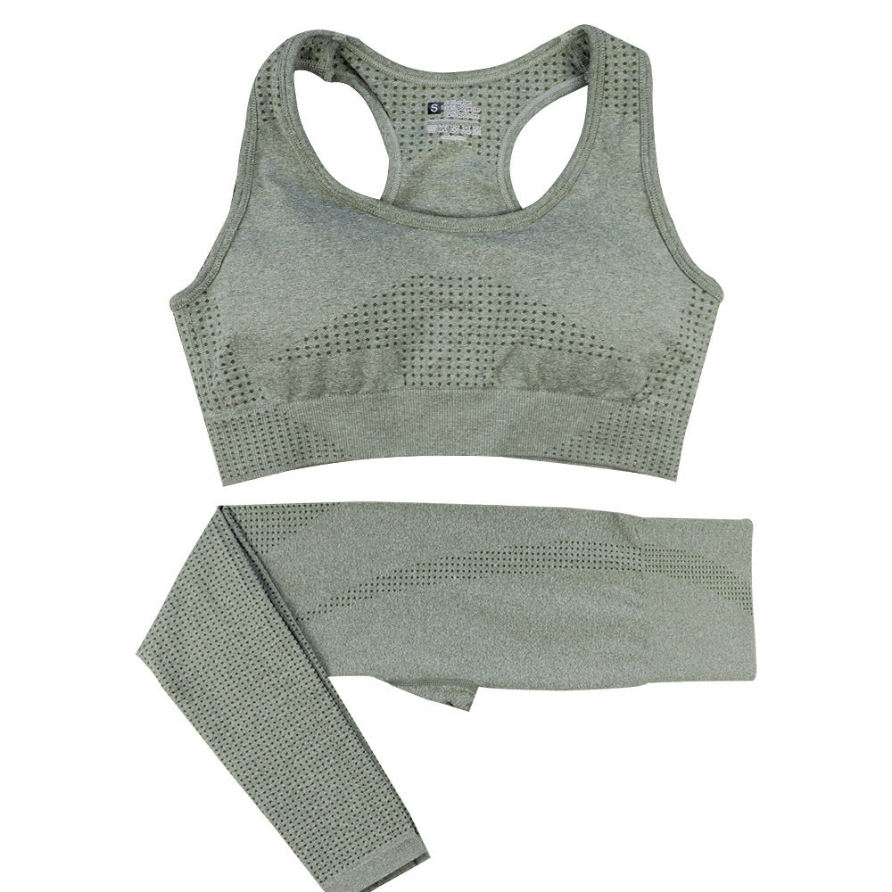 2PCS Seamless Yoga Set – High Waist Leggings & Crop Top Gym Suit