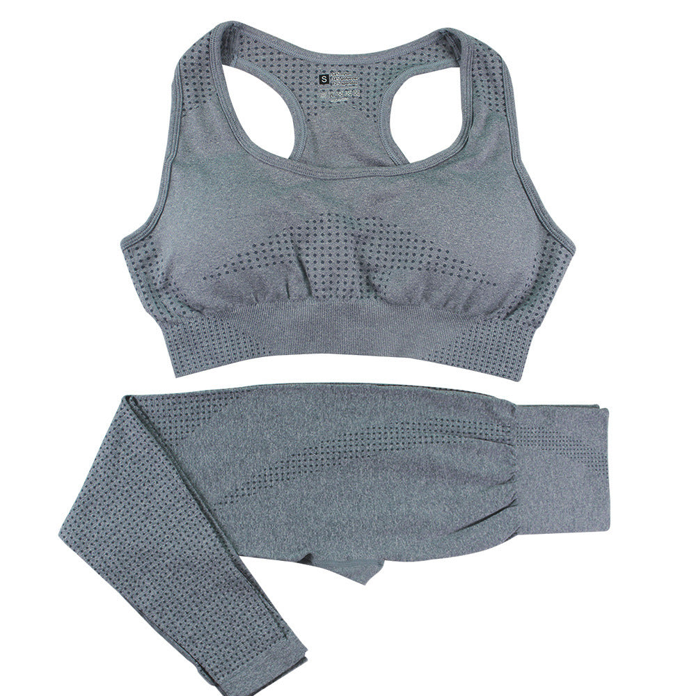 2PCS Seamless Yoga Set – High Waist Leggings & Crop Top Gym Suit