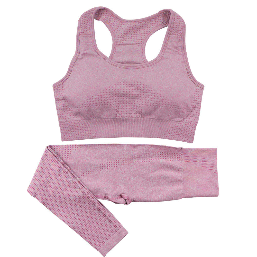 2PCS Seamless Yoga Set – High Waist Leggings & Crop Top Gym Suit